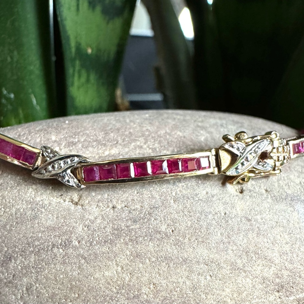 10k 5 Cttw Ruby & Diamond Accent Bracelet - image 1
